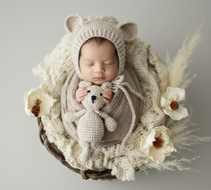 かごに入ってる赤ちゃん